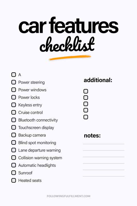 Car Features checklist