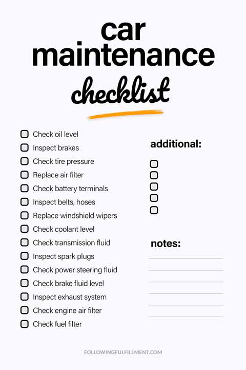 Car Maintenance checklist