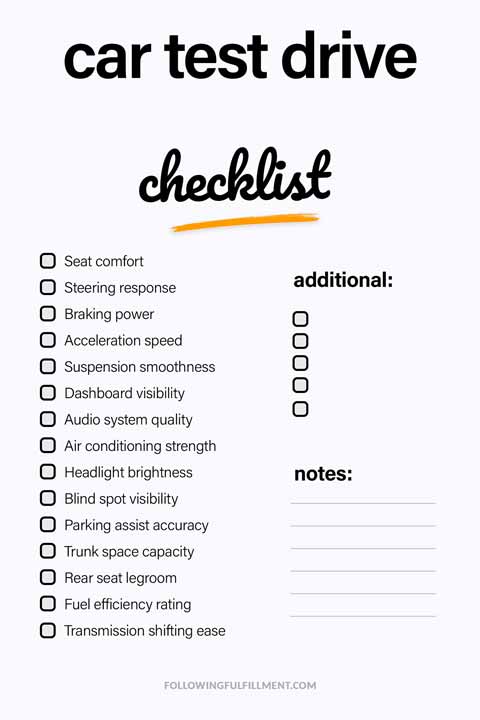 Car Test Drive checklist