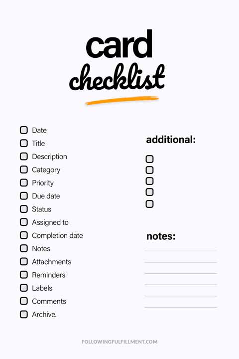 Card checklist