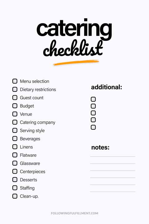 Catering checklist