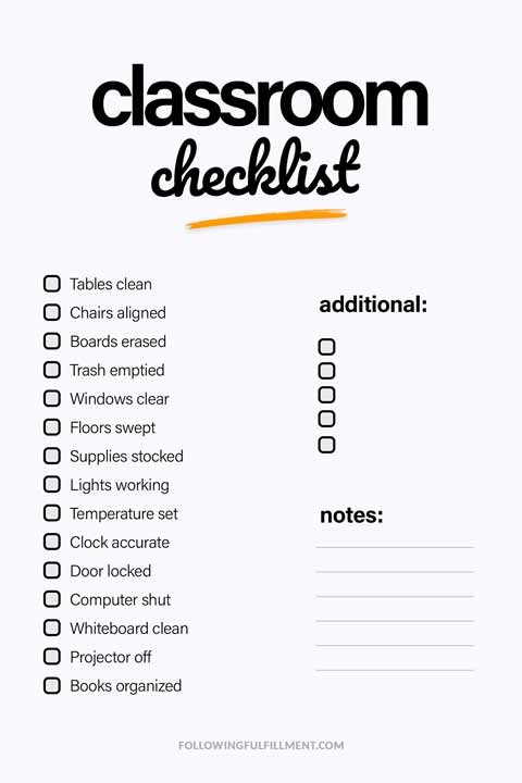 Classroom checklist