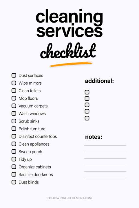 Cleaning Services checklist