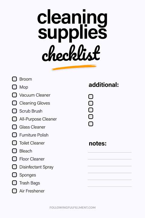 Cleaning Supplies checklist