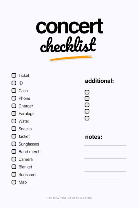 Concert checklist