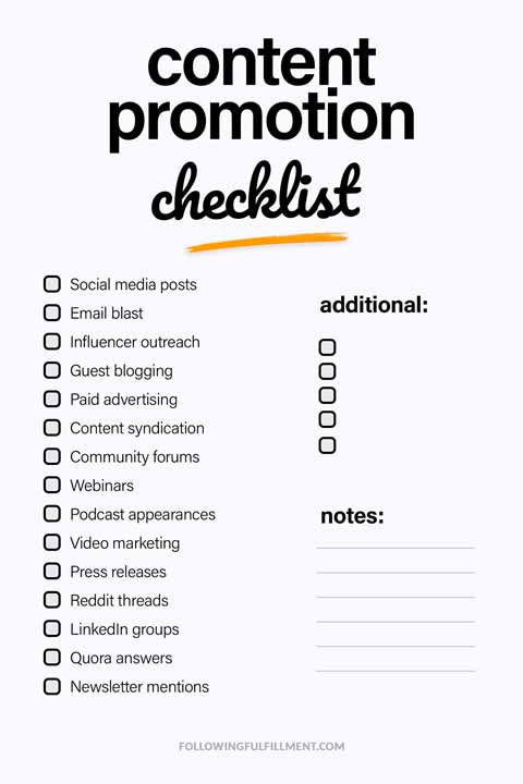 Content Promotion checklist