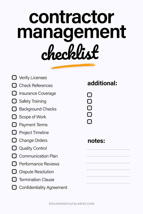 Contractor Management checklist