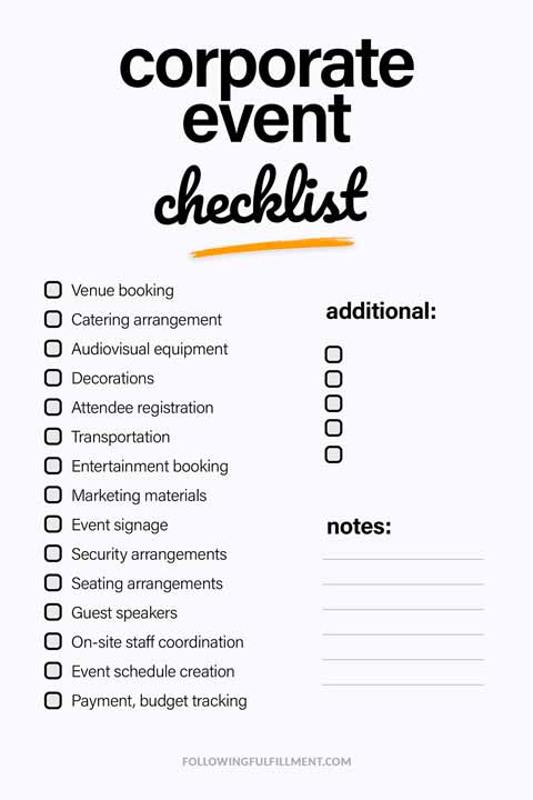 Corporate Event checklist