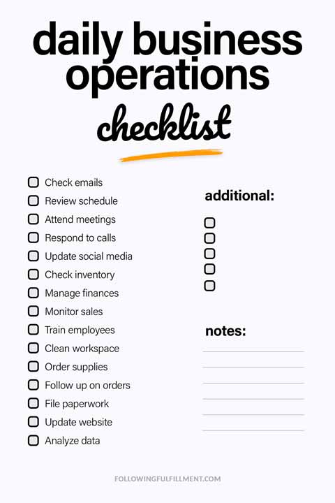 Daily Business Operations checklist