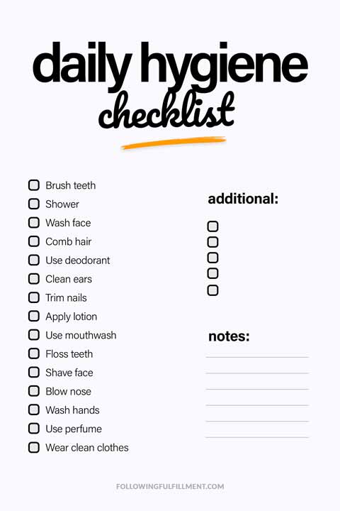 Daily Hygiene checklist