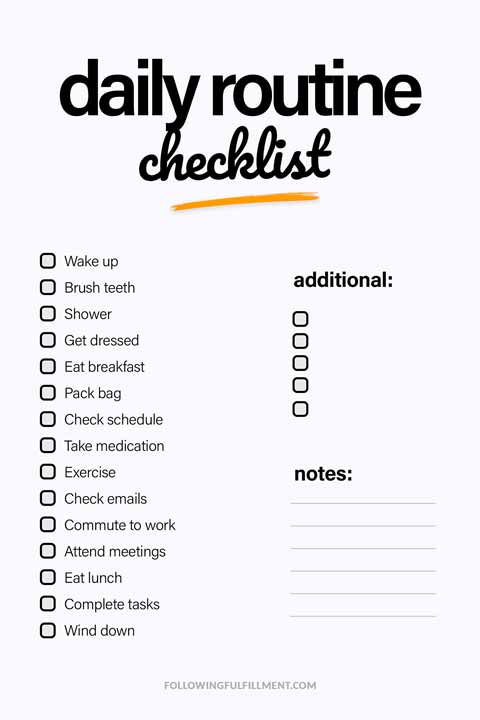 Daily Routine checklist