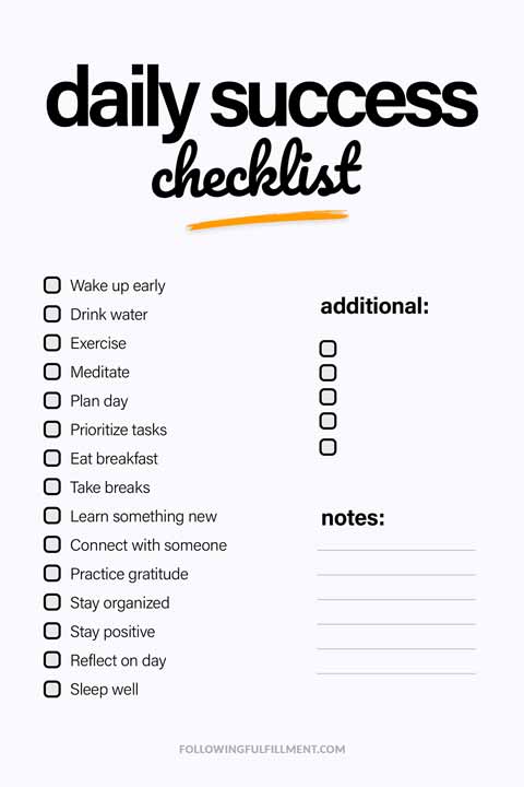 Daily Success checklist
