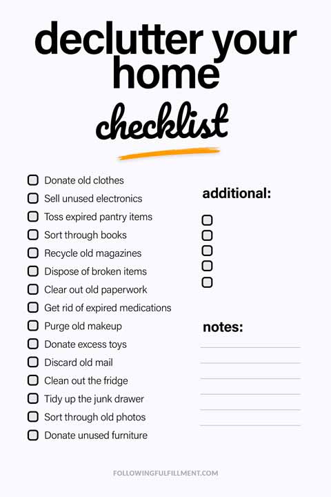 Declutter Your Home checklist