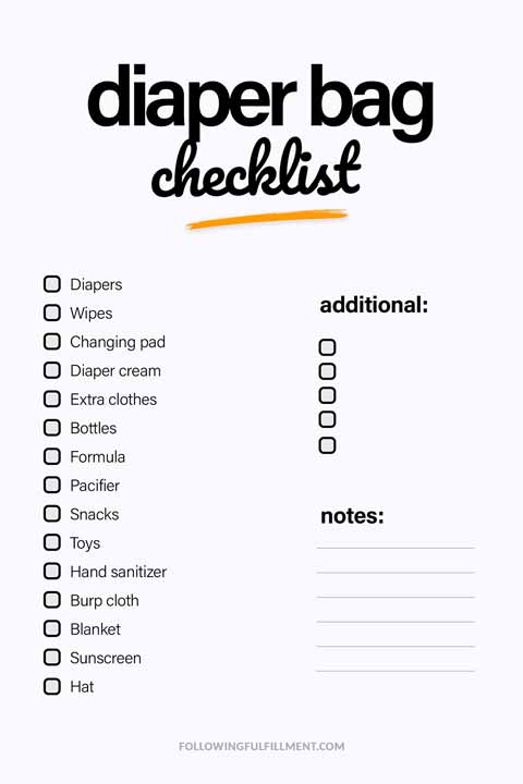 Diaper Bag checklist