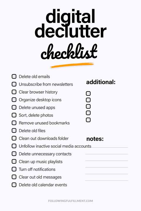 Digital Declutter checklist