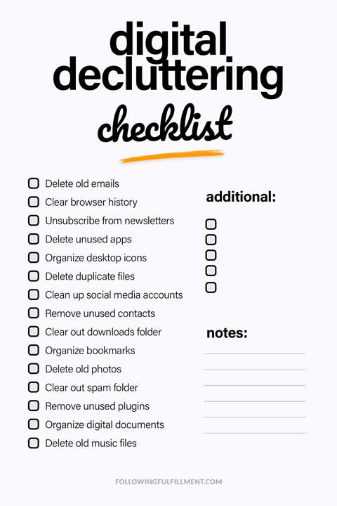 Digital Decluttering checklist