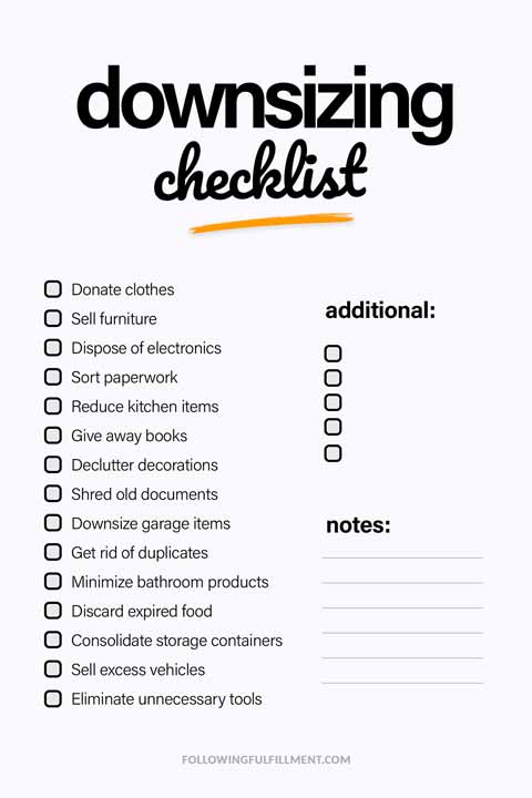 Downsizing checklist