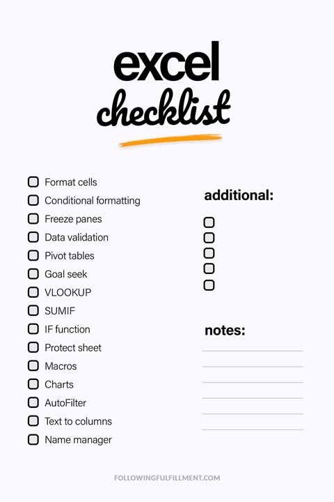 Excel checklist
