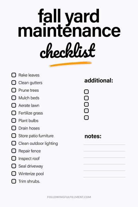 Fall Yard Maintenance checklist