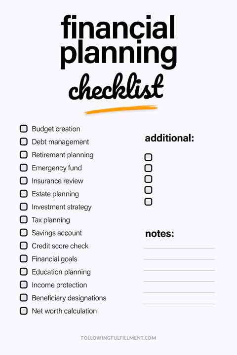 Financial Planning checklist