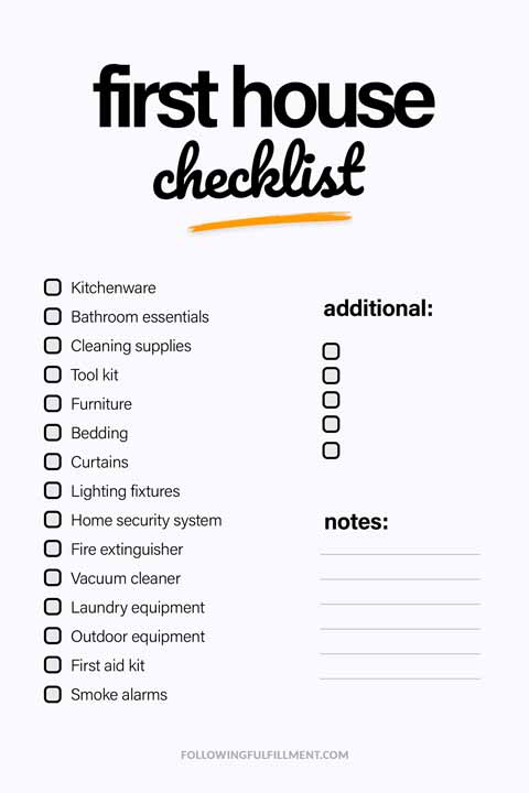 First House checklist