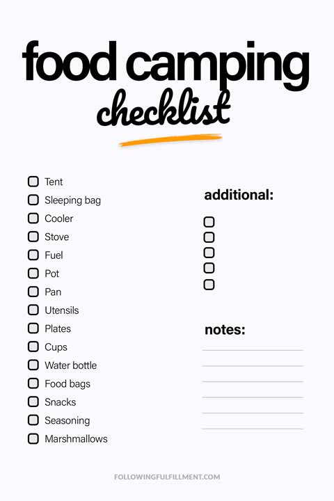Food Camping checklist