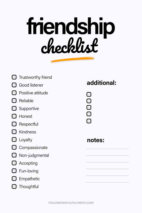 Friendship checklist