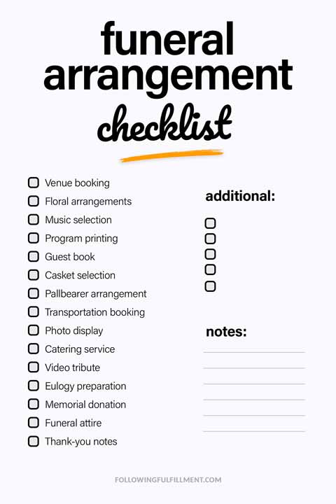 Funeral Arrangement Funeral checklist