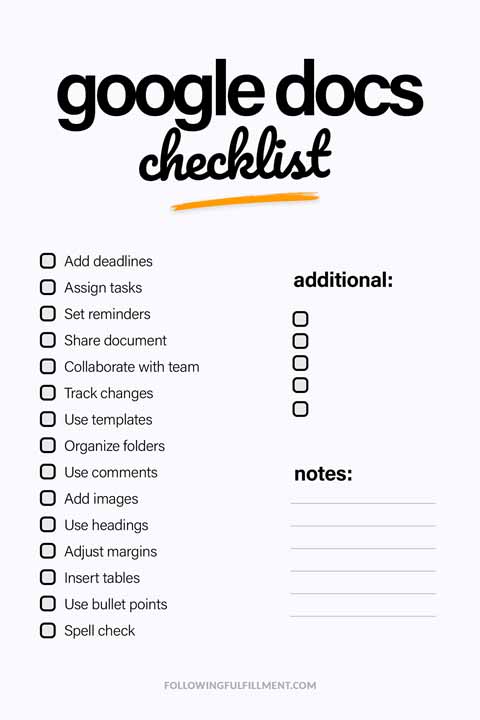 Google Docs checklist