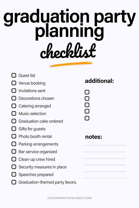 Graduation Party Planning checklist