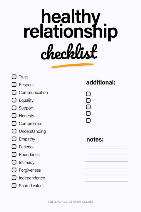 Healthy Relationship checklist