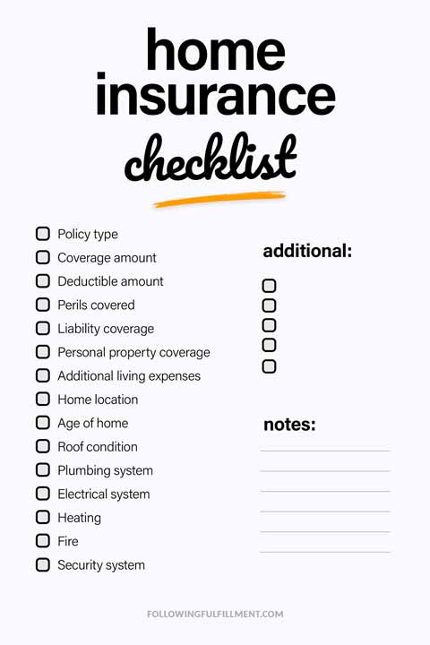 Home Insurance checklist