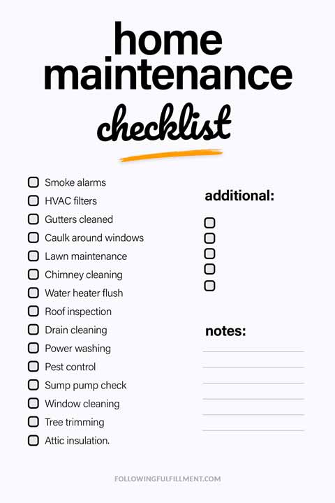 Home Maintenance checklist