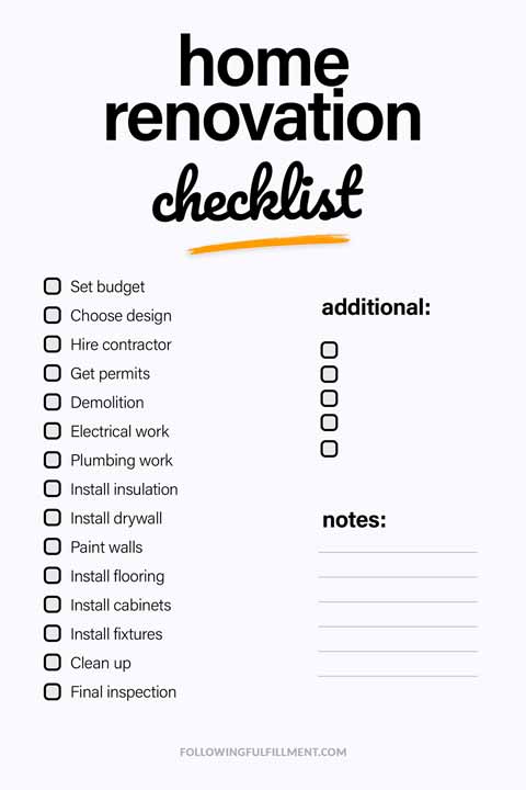 Home Renovation checklist