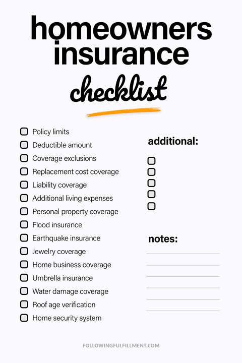 Homeowners Insurance checklist