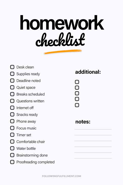 Homework checklist