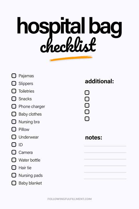 Hospital Bag checklist