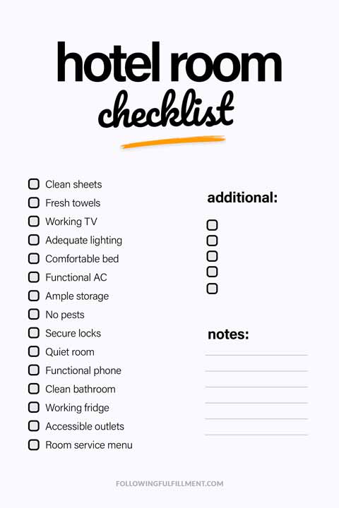 Hotel Room checklist