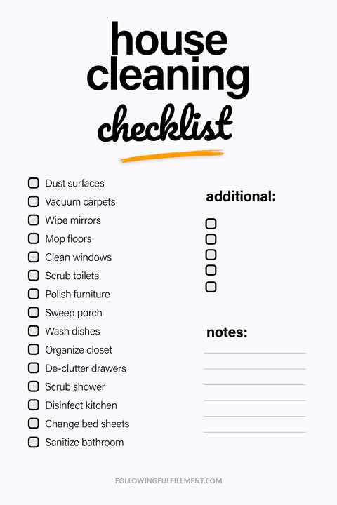 House Cleaning checklist