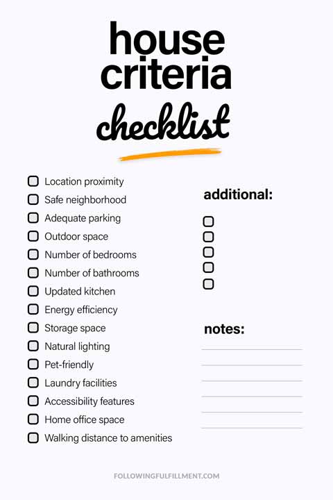 House Criteria checklist
