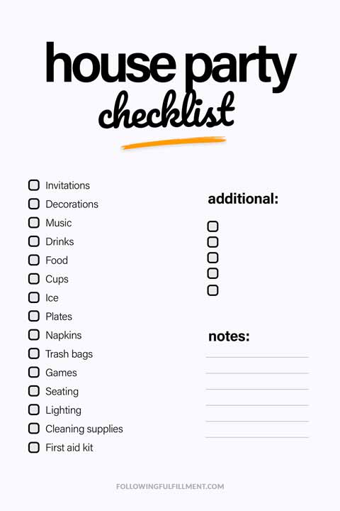 House Party checklist