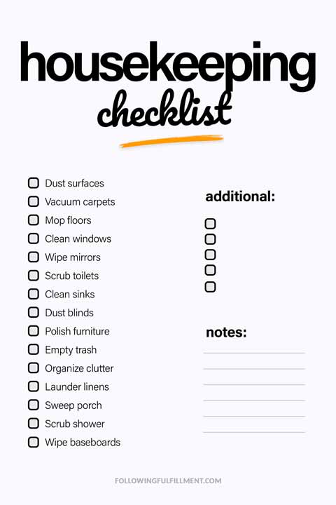Housekeeping checklist
