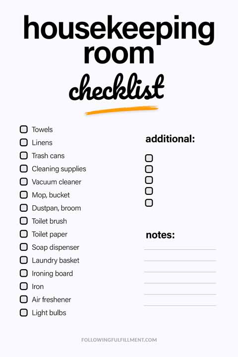 Housekeeping Room checklist