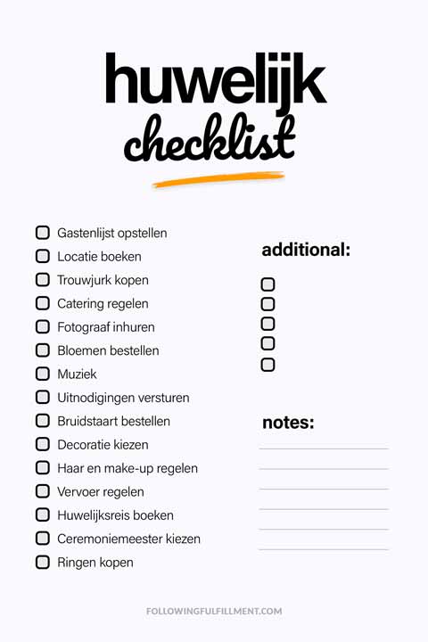 Huwelijk checklist