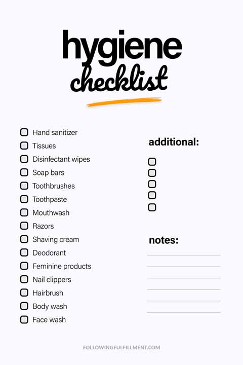 Hygiene checklist