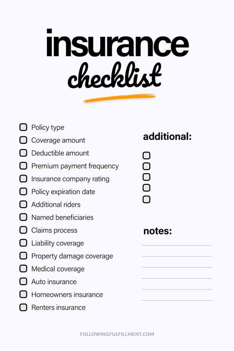 Insurance checklist