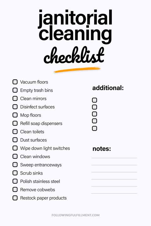 Janitorial Cleaning checklist