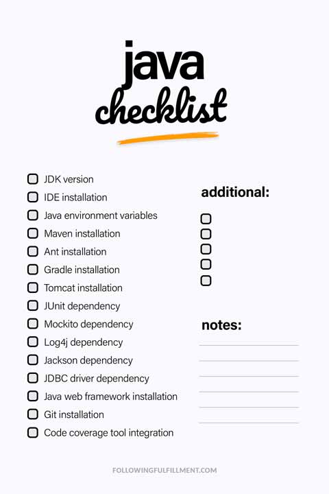 Java checklist