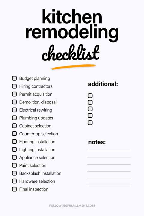 Kitchen Remodeling Project Management checklist