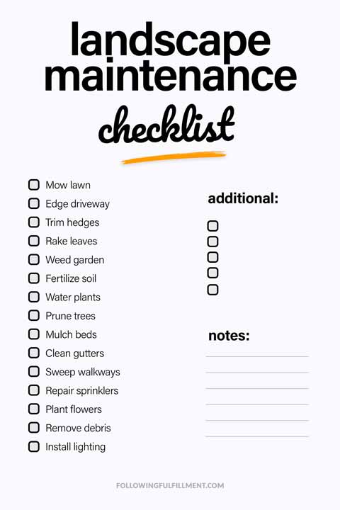 Landscape Maintenance checklist